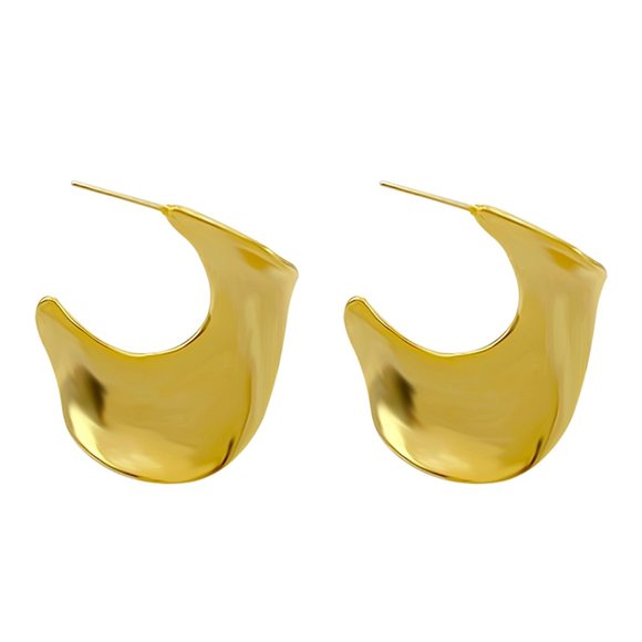 Fashion Irregular Metal Wave Earrings Gold and Silver - Picture 11 of 11